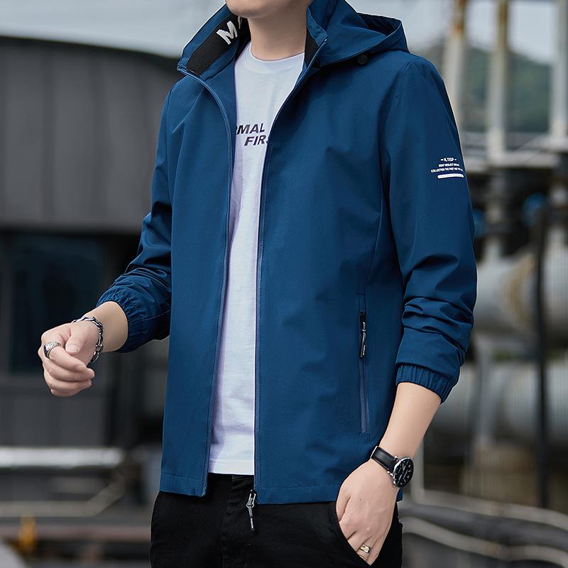 Men's 2025 Spring/Autumn Hooded Jacket: Printed Casual Sport Windbreaker