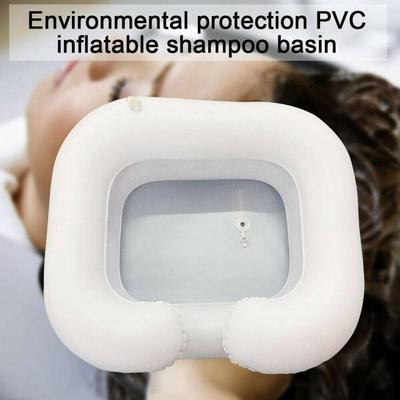 Bacia Inflável Branca para Lavar Cabelo Bandeja Portátil para Shampoo com Tubo de Drenagem Auxílio para Repouso na Cama para Pessoas com Deficiência Uso em Tratamento de Salão Ferramenta de Cabeleireiro 65*48*20cm