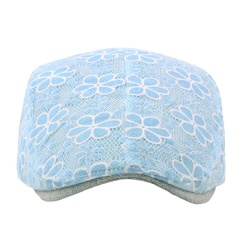 Hat Ladies Summer Sun Hat Flower Embroidery Lace Hollow Cap Forward Hat Breathable Beret