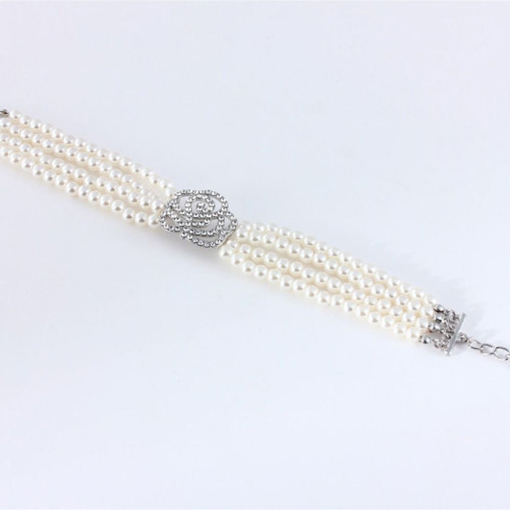 Rhinestone Four Rows Pearls Dog Choker Jewelry Dog Chain Puppy Accessories Pet Supplies Pet Collar Cat Jewelry Dog Necklace