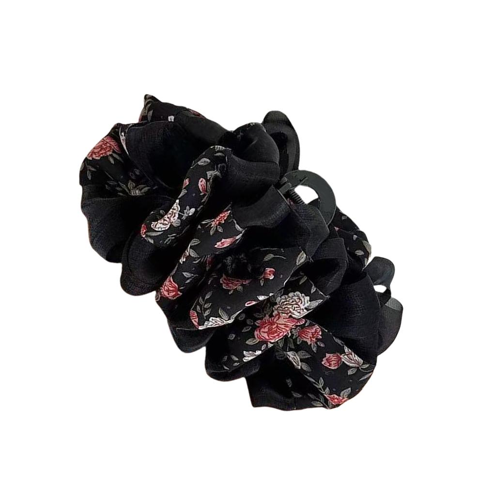 Floral Printed Scrim Bubble Hair Clip For Women Soft Breathable Fabric Elegant Updos Styling Accessory