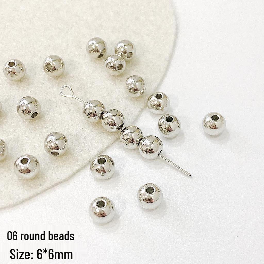 20 Acrylic Silver Square-Round Spacer Beads for DIY Beading and Accessories