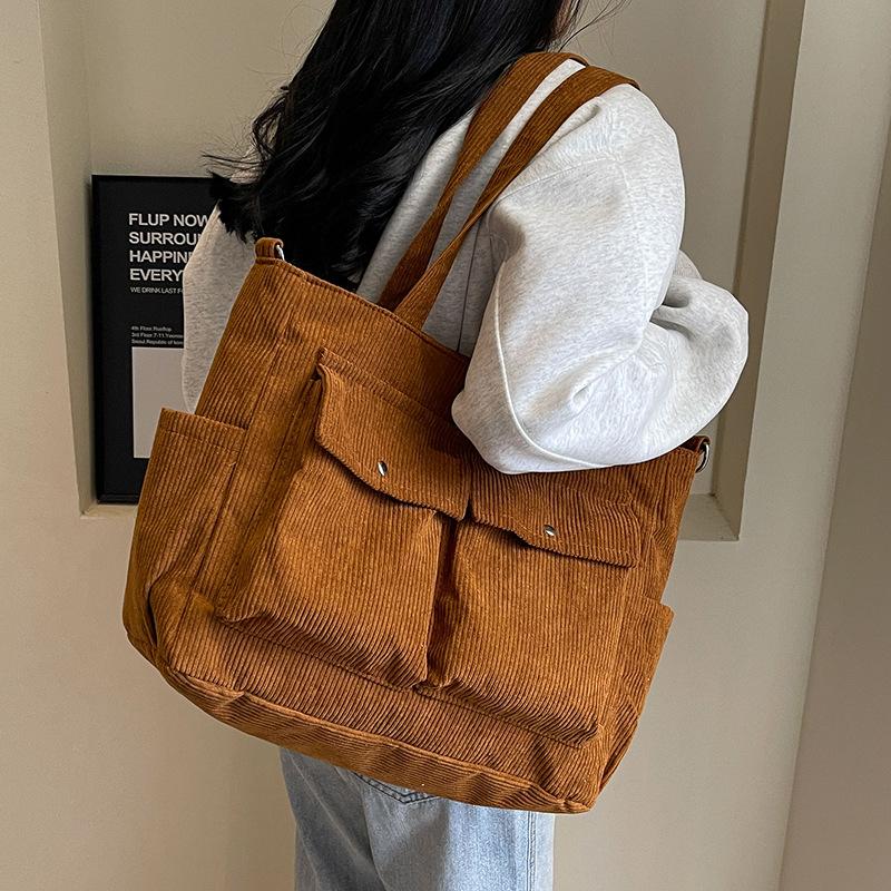 Corduroy Bag Women's Tote Bag Large Capacity Autumn and Winter Messenger 2025 New Versatile Shoulder Class Bag