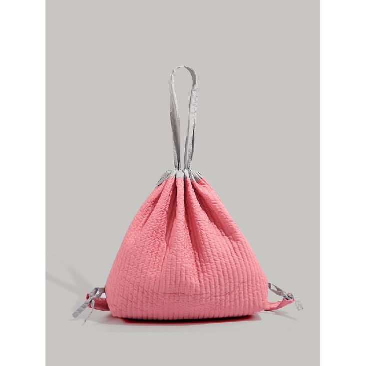 

Bag Korean Style Pink Wrinkled Texture Large Capacity Tote Bag Multifunctional Backpack Handheld Single Shoulder Small Backpack рожевий