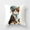 Cute Cat  Print Polyester Cushion Cover 45x45 Throw Pillow Case For Sofa Car Home Decorative Pillowcase Pillow Cover