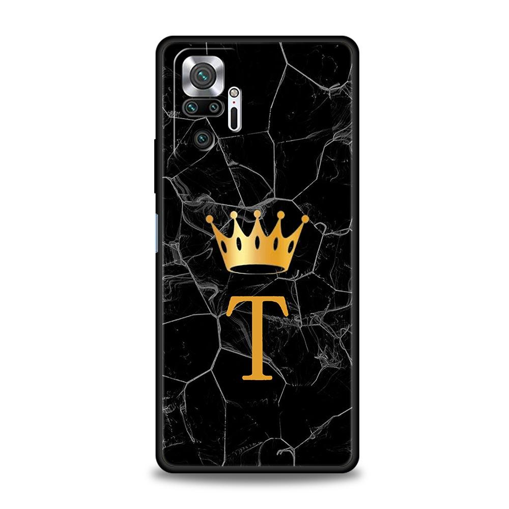 Crown Letter A Phone Case For Xiaomi Redmi Note 14 13 5G 10 11 12 Pro Plus 4G 14C 13C 12C 10C Black Cover