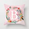 Pink Decorative Pillow Cover 26 Letters In A Wreath Background Pillowcase For Home Decorative Alphabet Cushion Cover 45X45Cm