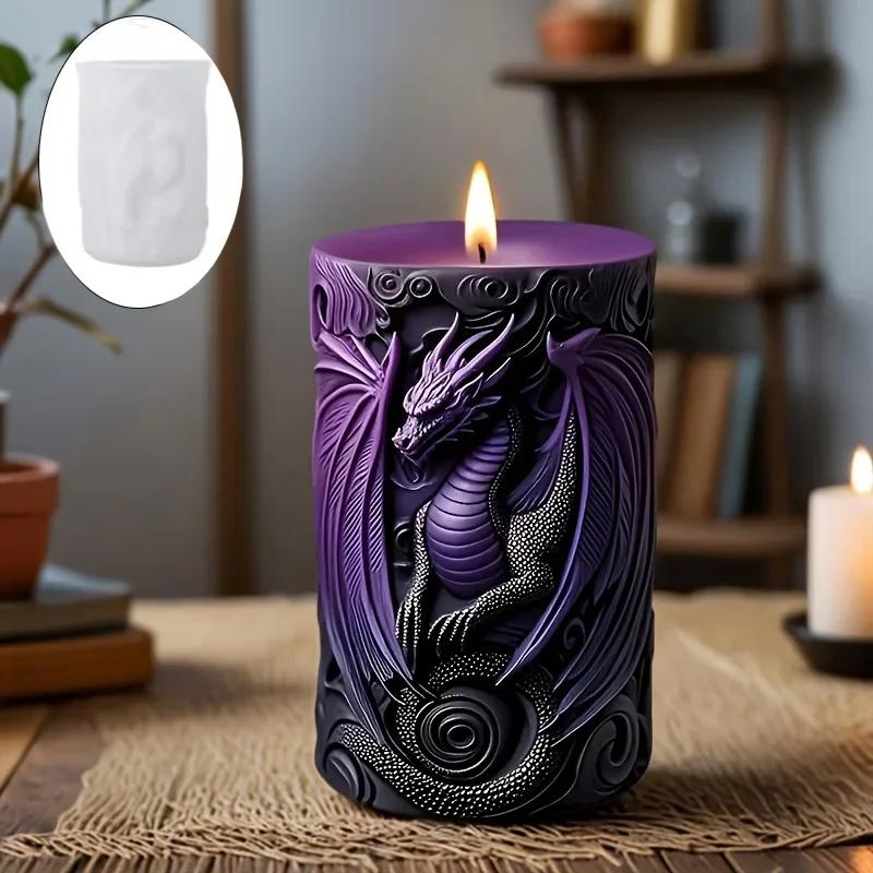 Dragon-Shaped Candle Mold 3D Embossed Design with Intricate Scale Wings Reusable Silicone for Creative Candle Making 2026 Latest