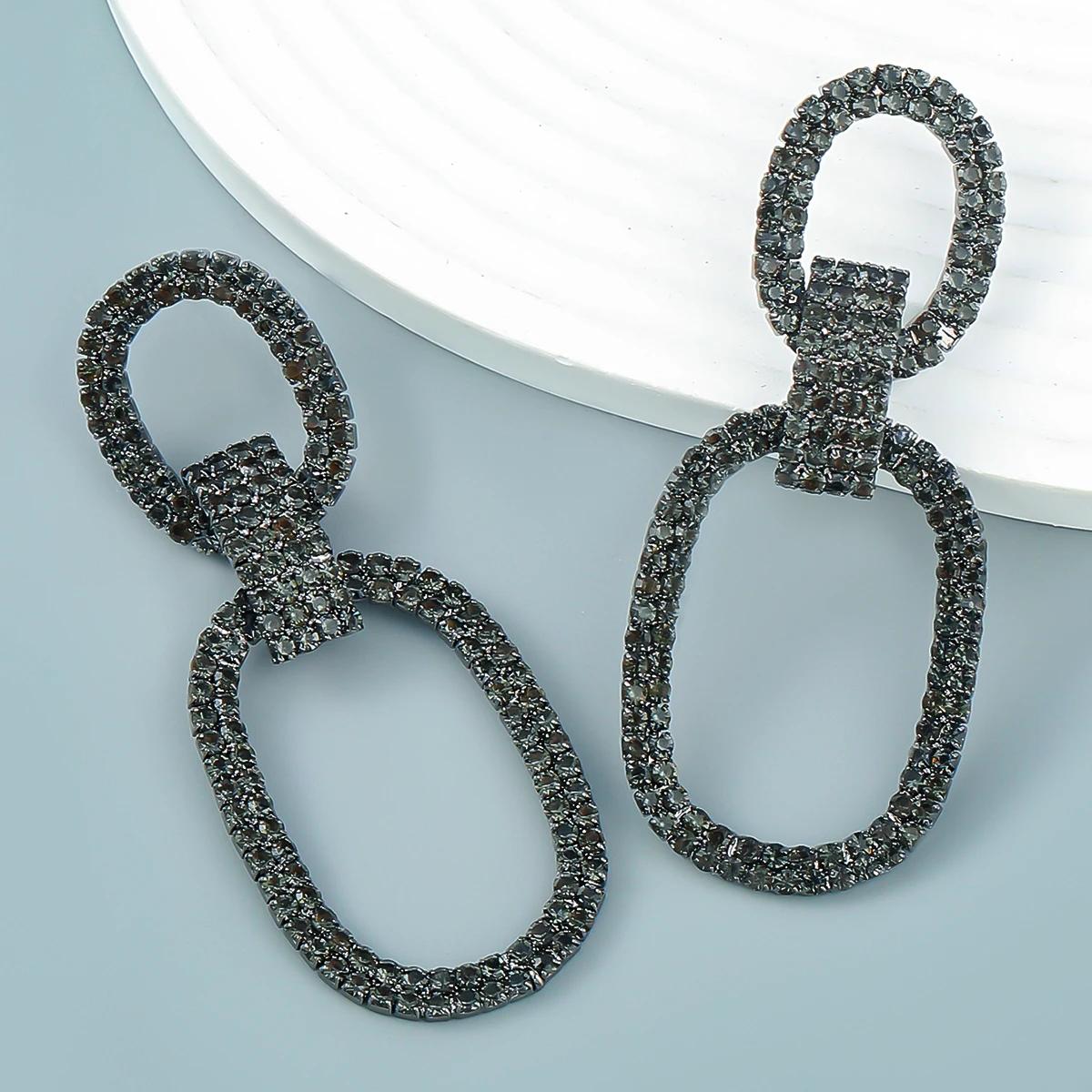 

Новые модные блестящие двусторонние висячие полые серьги со стразами, подвеска, темпераментные женские украшения