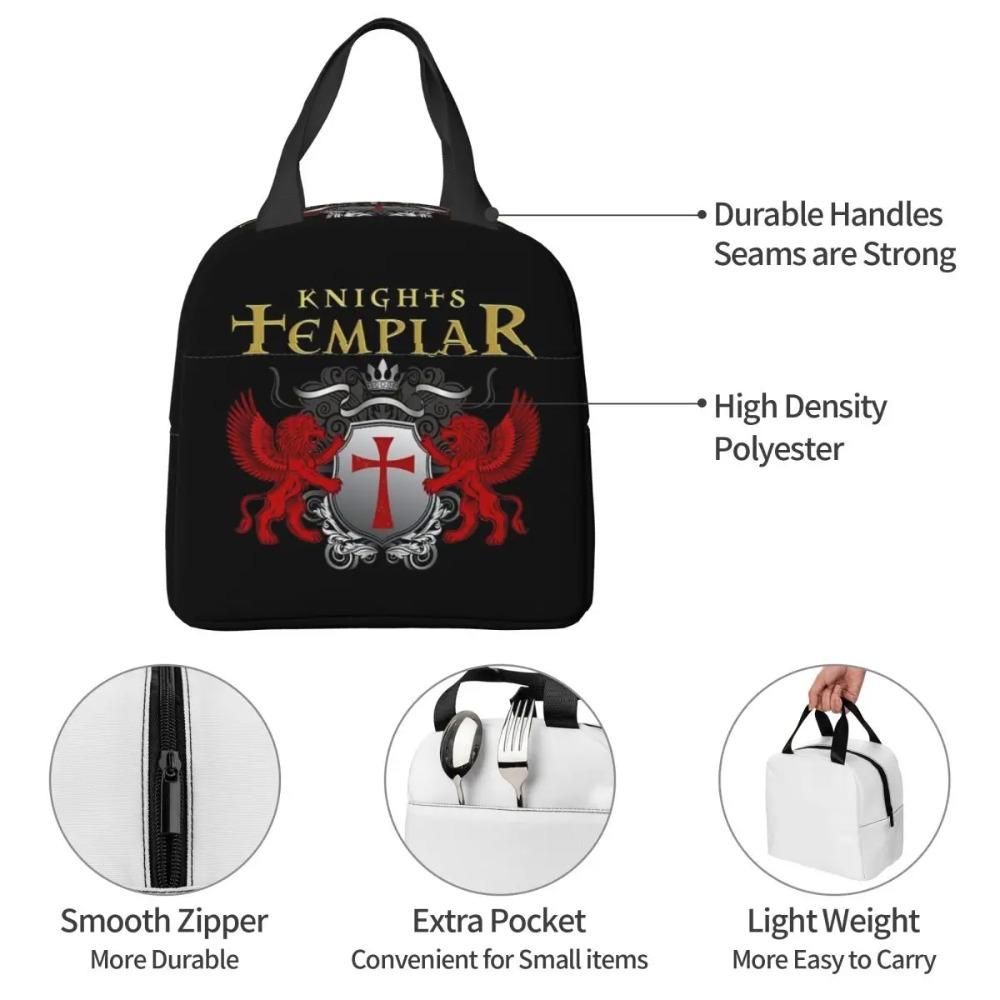 Templar Shield Cross Knights Templar Insulated Lunch Bag for Women Office Cooler Thermal Food Box Tote Portable Lunch Boxes