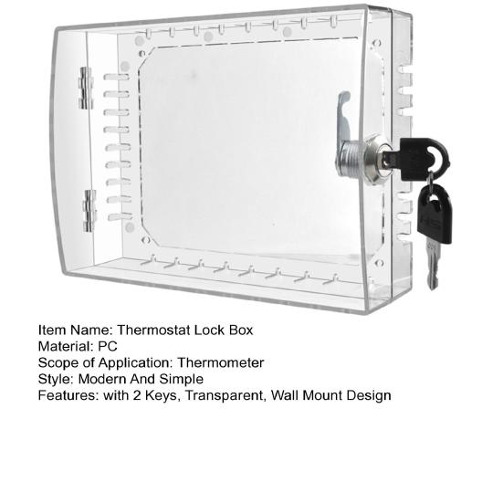 Clear Thermostat Lock Box with 2 Keys Home Apartment Office School Wall Mount Thermostat Cover Universal Large AC Thermostat Guard