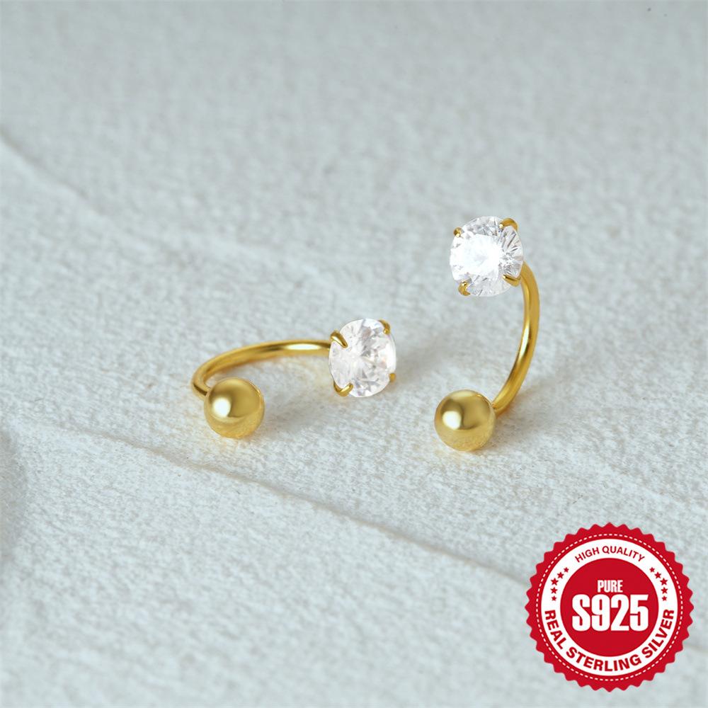 S925 Silver Diamond Zircon Curved Hook Earrings Screw Buckle Earrings U-Shaped Light Luxury Small Earbone Nails Women Wear Piercing Ears