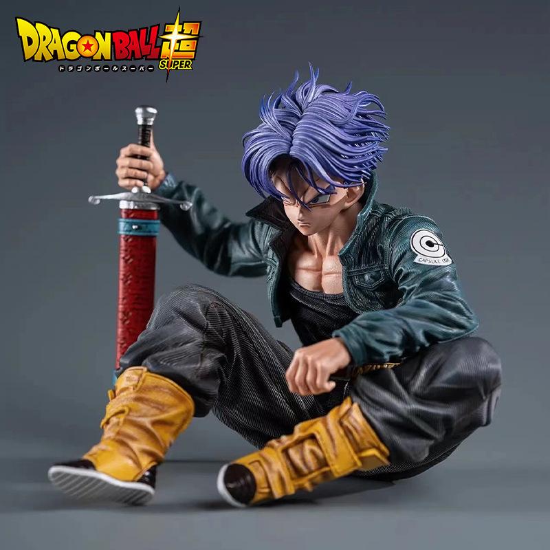 10cm Trunks Action Figure Anime Super Saiyan Sitting Position Torankusu Figurine Doll Statue Ornaments PVC Model Toy