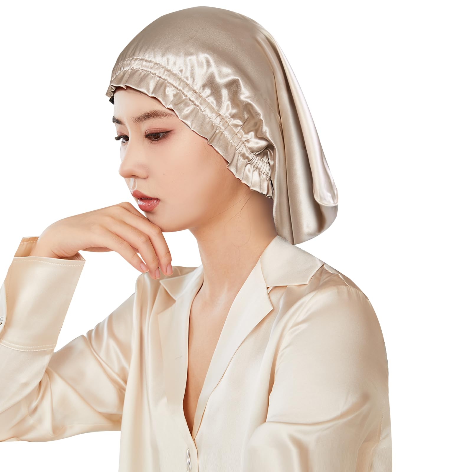 

Шелковая ночная цилиндрическая накидка остается сухой в течение долгого времени, предотвращает секущиеся кончики и идеально подходит для подарка на день рождения [Utukky] Накидка, Дизайн, Утро, 100% шелк, Волосы, бежевый