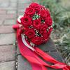 Korean Silk Red Roses Bridal Wedding Bouquet