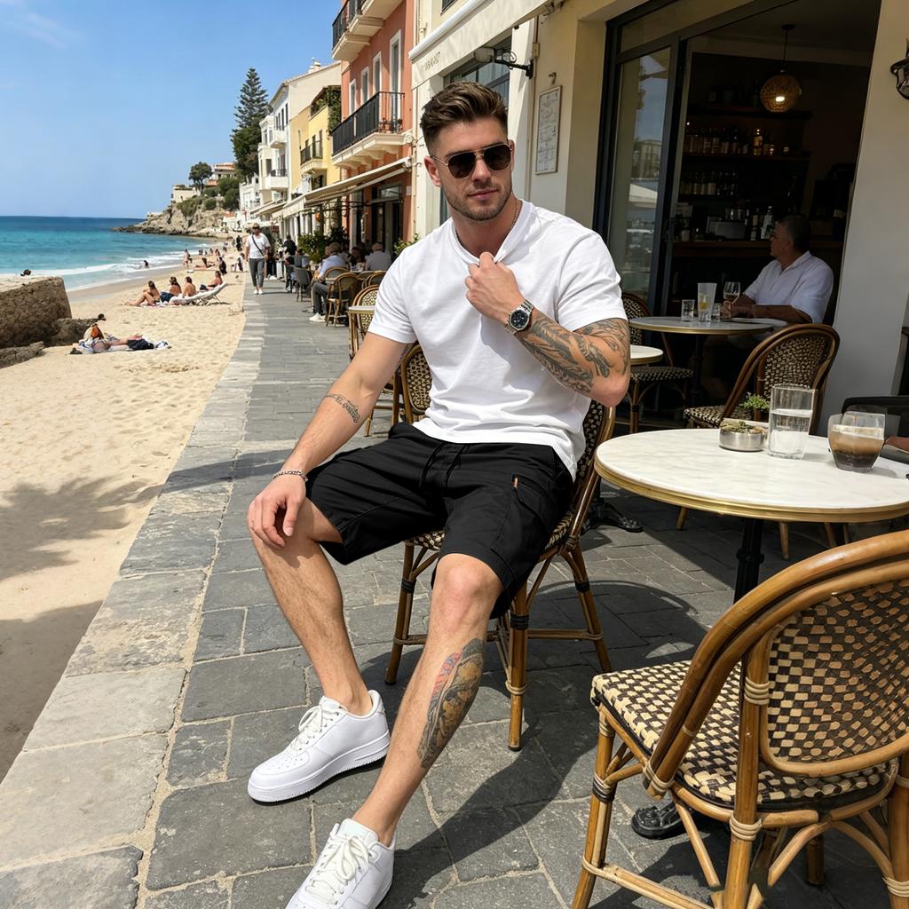 Mens Casual Loose Fit Multi Pocket Cargo Shorts with Elastic Waistband and Drawstring for Outdoor Activities
