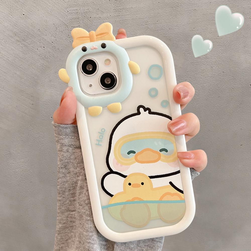 Husă Moale de Telefon Little Monster Pentru iPhone 11 Husă iPhone 15 14 13 12 16 Pro Max 6 7 8 15 Plus XS XR SE Husă Rață Galbenă Desen Animat