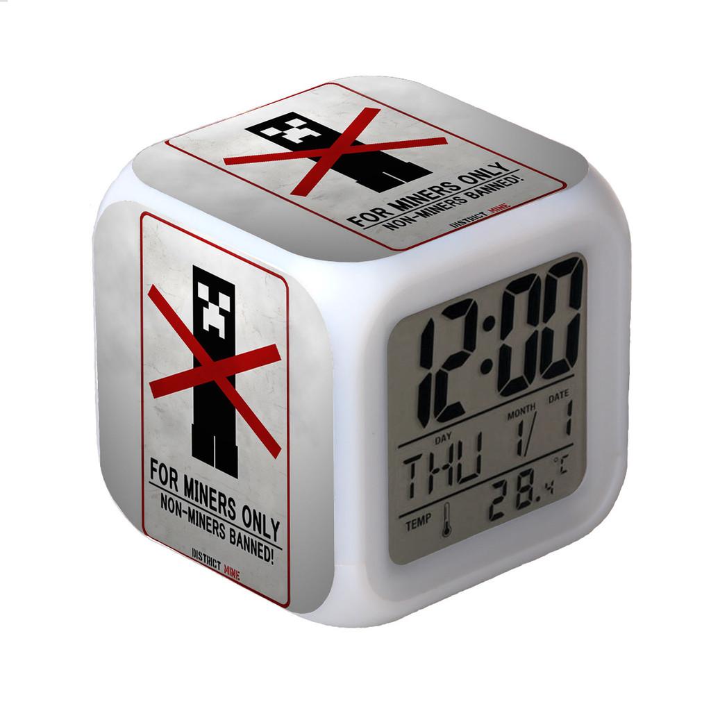 Minecraft Alarm Clock Led Night Light Colourful Changing Desktop Decoration