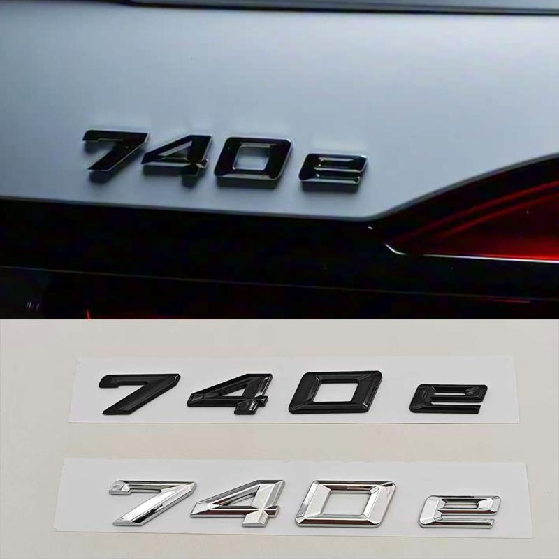 3D ABS Chrome Car Letters Logo 740e Rear Trunk Badge Emblem Sticker For BMW 7 Series EV 740e G11 Auto Tail Marking Accessories