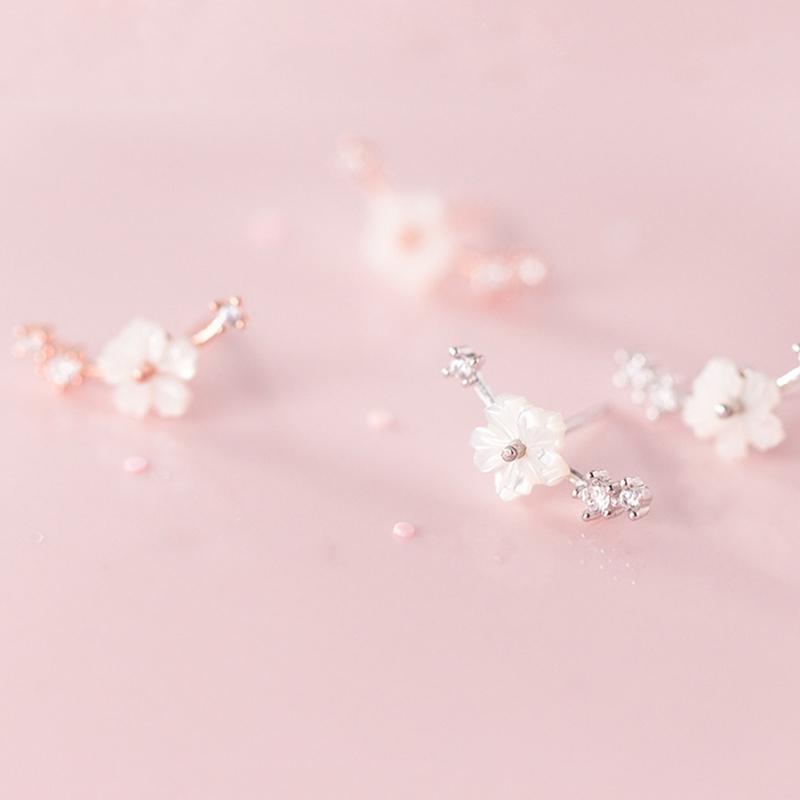 S925 Silber Blume Ohrstecker Zirkonia Niedliche Allergiefreie Silber Ohrstecker für Damen Mädchen Temperament Schmuck
