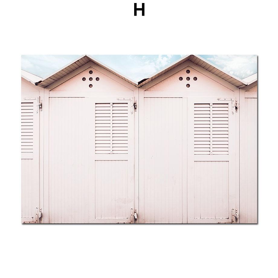 Summer Sea View Wall Art Canvas Painting Beach Scenery Posters Flamingo Flower Starfish Wall Pictures For Living Room Decor