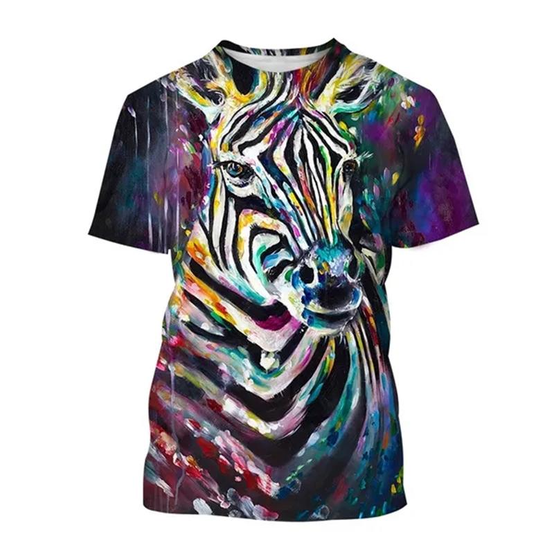 Zebra Animal 3D Printing Breathable Short Sleeve T Shirt Men's Prairie Horse Hip-Hop Style Streetwear Top Streak Zebra T-shirts
