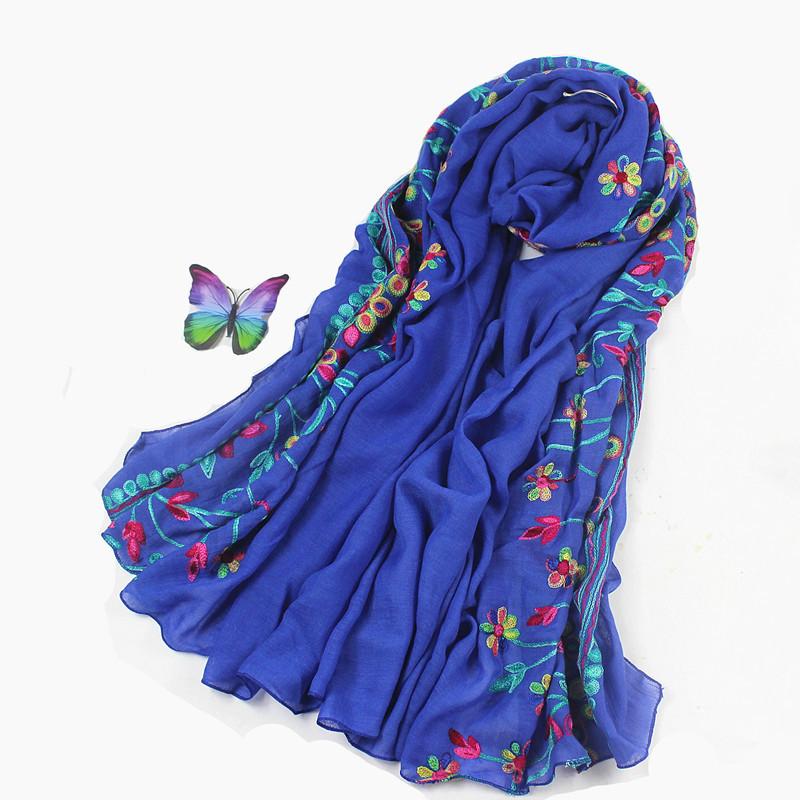 

Корейская версия весеннего, осеннего и зимнего универсального этнического шарфа из хлопка и льна с вышивкой в литературном стиле, женская шаль двойного назначения, длинный стиль