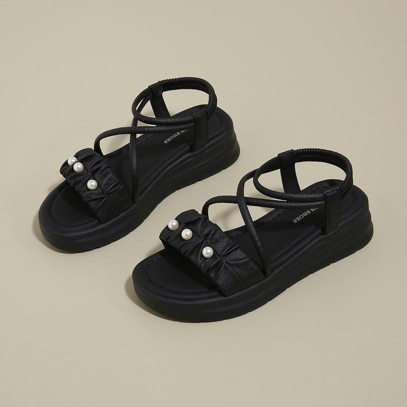 Fashion CRLAYDK Women Comfortable Strap Fashion Dressy Sandals Outdoor Travel Walking Slides Ladies Platform Elastic Band Slippers