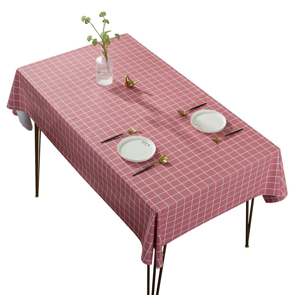 Printed Tablecloth Waterproof And Oil-Proof Leave-In Plaid Table Tablecloth Pvc Table Mat