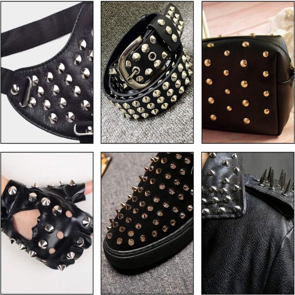 80 Sets Mixed Size Punk Rivet DIY Decoration Cone Screw Clothes Spikes Kit  Leather Craft