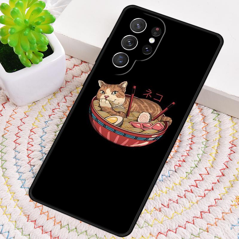 Ramen Katze Japanische Kunst TPU Handyhülle Für Samsung Galaxy note 10 pro S26 S25 S24 S23 S22 Ultra Plus S21 FE S20 Stoßfeste Hülle