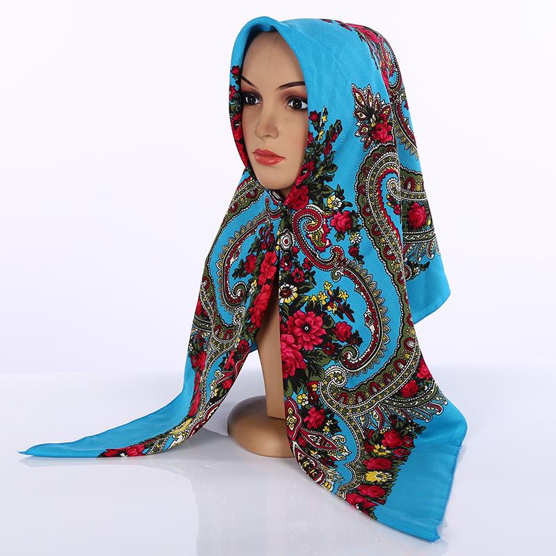 A041 Ethnic Printed Square Scarf - Winter/Autumn Headscarf Gauze