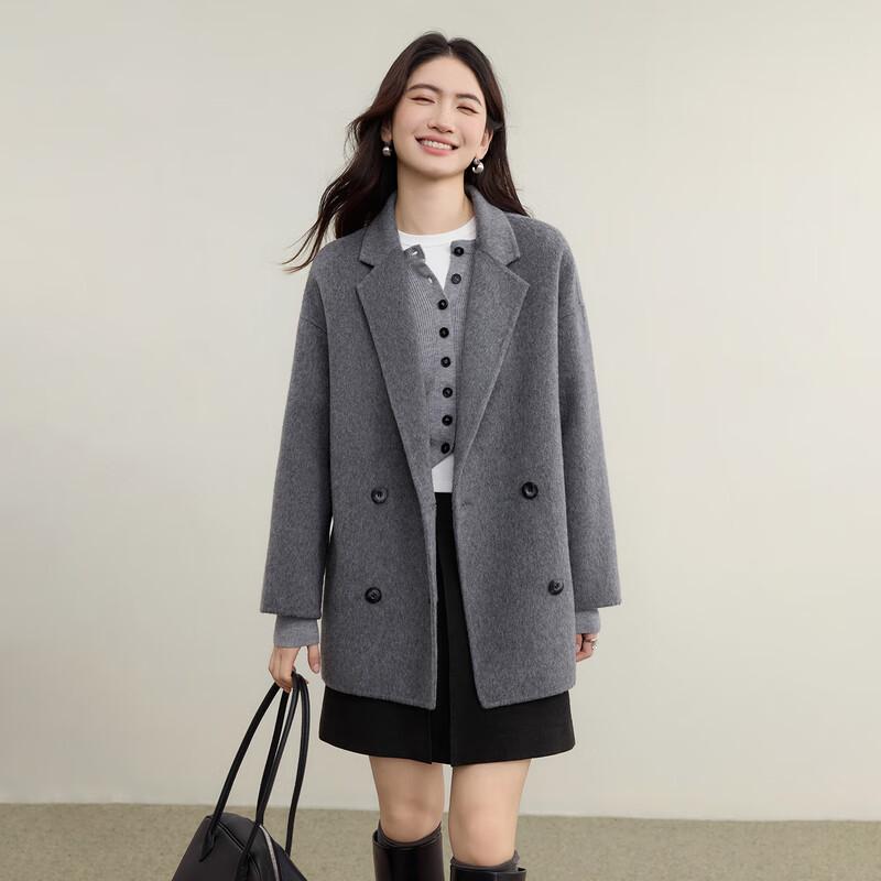 

Women s Petite Wool Blend Double-Faced Mid-Length Winter Coat M