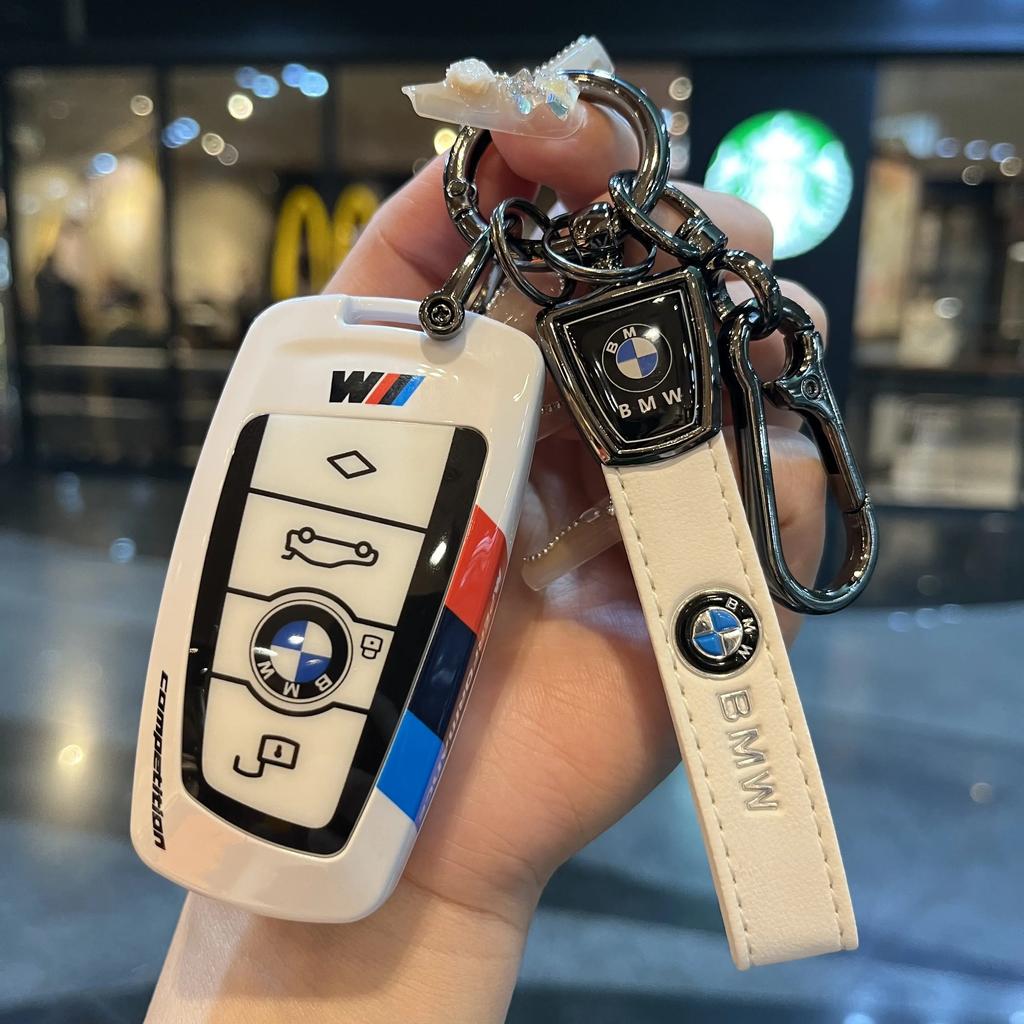 Racing Style Metal Car Key Case Fob Cover for BMW X1 X3 X5 X6 X7 3 5 6 7 Series G20 G30 G11 F15 F16 G01 G02 F48 2016-2023
