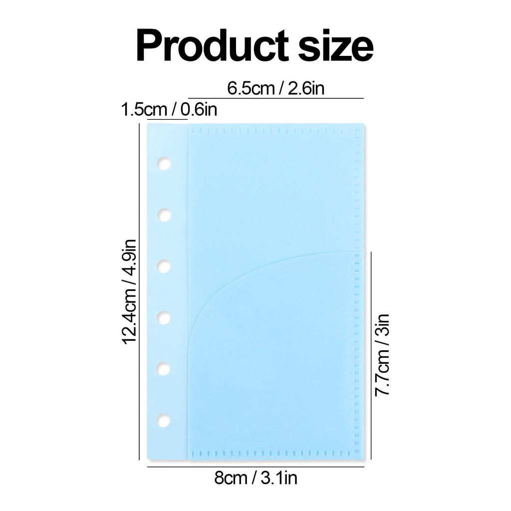 A7 5Pcs Binder Pockets Binder Zipper Folders for 6Ring Notebook Divider Page Waterproof PVC Leaf Document Filing Bag
