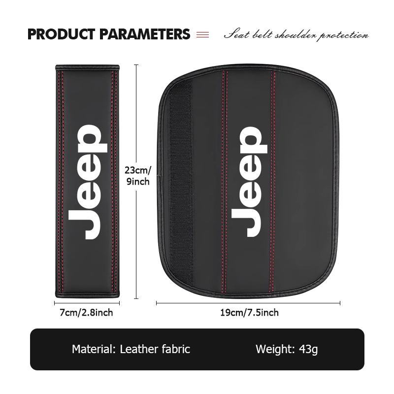 JOT2 Leather Car Seat Belt Shoulder Protect Pad Accessories For Jeep Compass Renegade Cherokee Wrangler JK Patriot Liberty