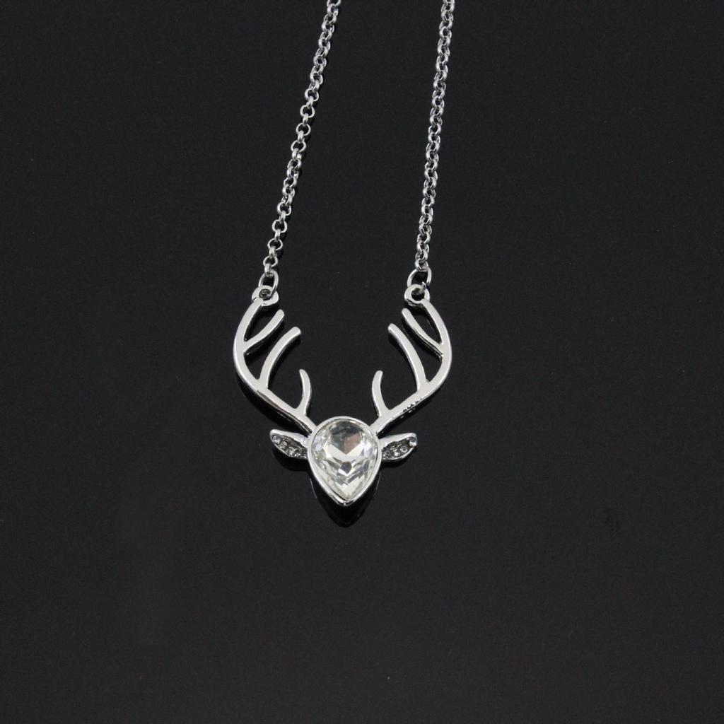 Korean Style Crystal Deer Head Necklace & Clavicle Sweater Chain for Women