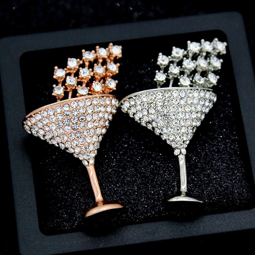 Cocktail Cup Shape Brooch for Women - Shining Rhinestone Alloy Pin, Clothing Bags Backpacks Jackets Hat Badge, Jewelry DIY Accessories