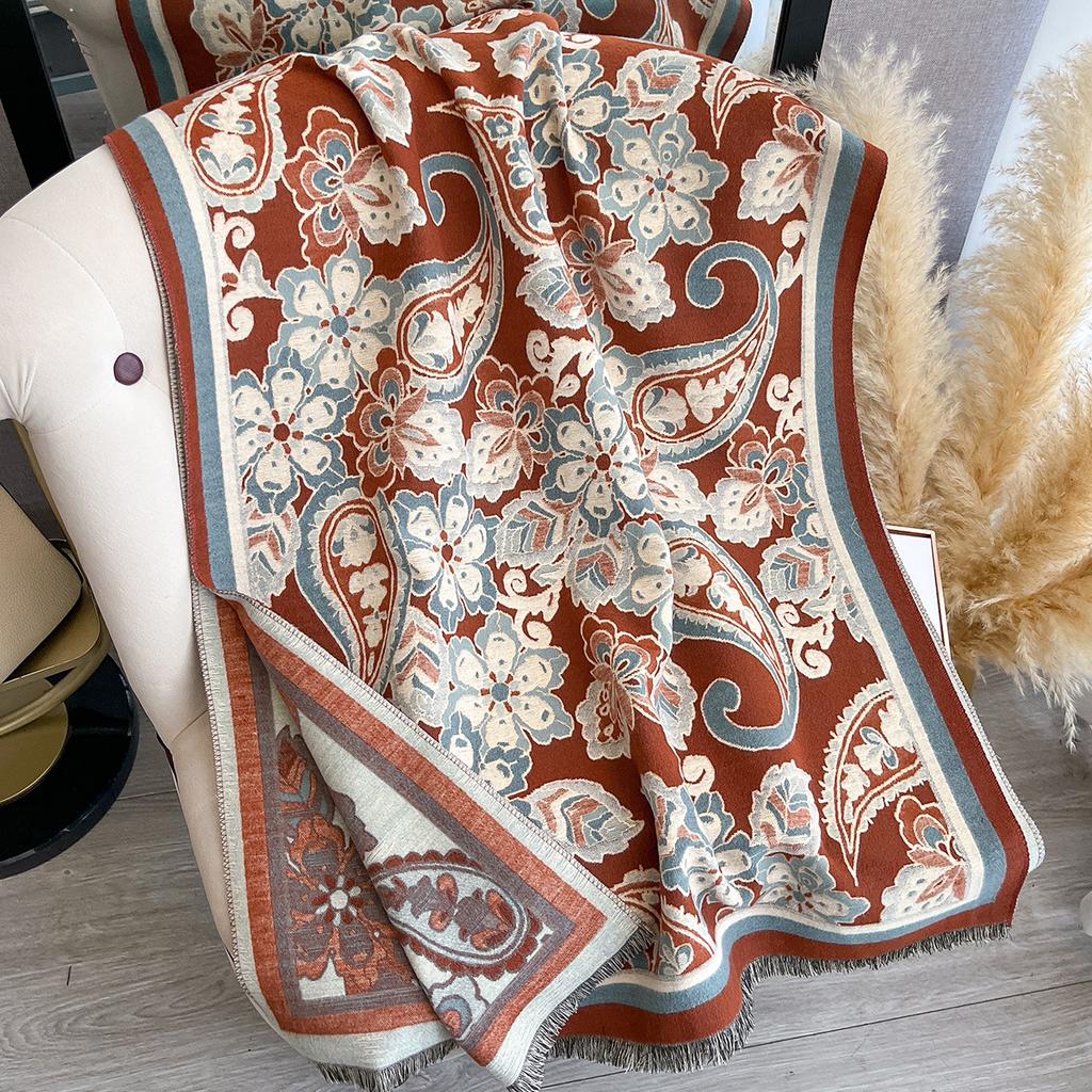 Ethnic style imitation cashmere thick travel shawl Yunnan scarf women's outdoor warm cape sun protection