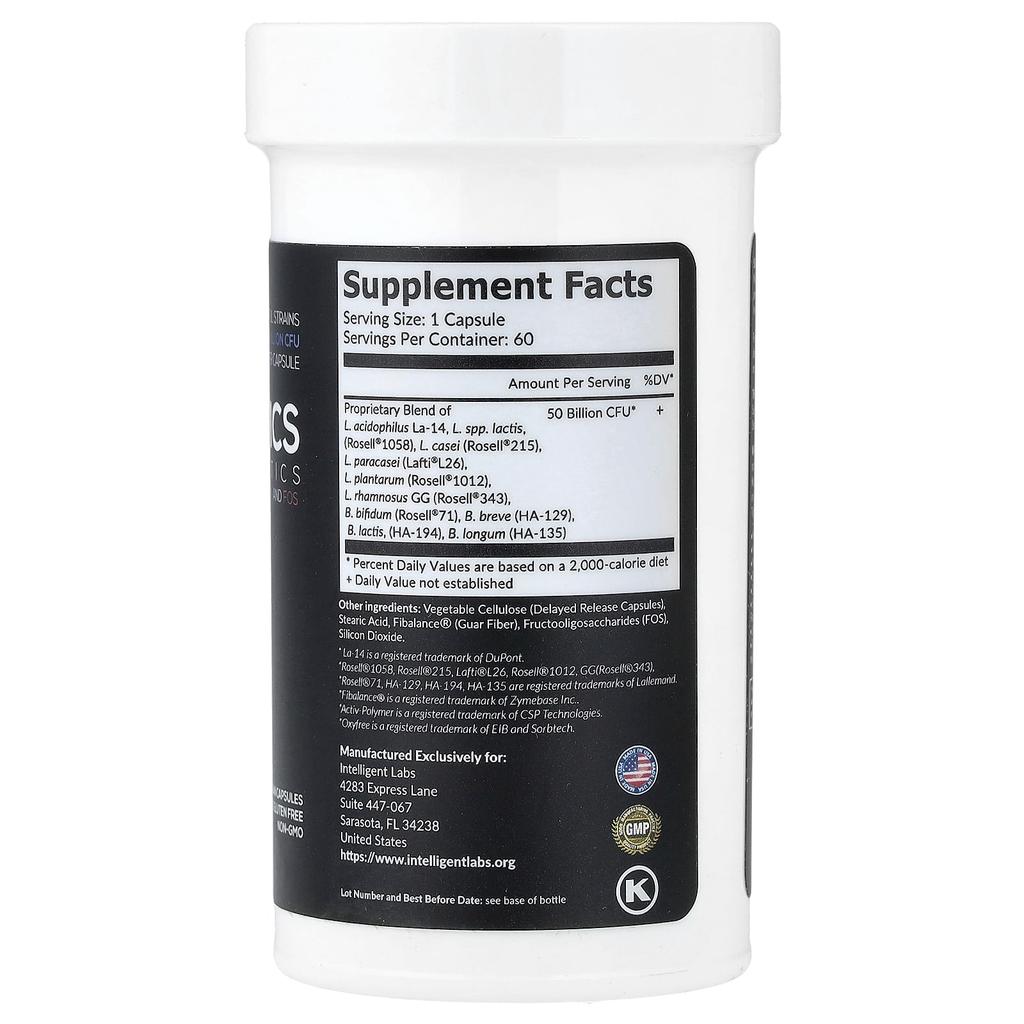 Intelligent Labs, Probiotics and Prebiotics, 60 Veggie Capsules