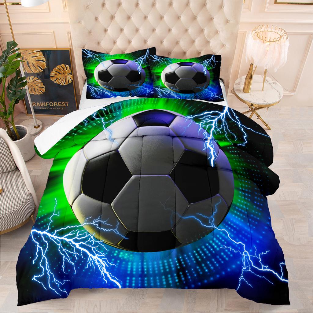 Fußball Sport Heimtextilien Digitaldruck Bettwäsche Fett Steppdeckenbezug Dreiteiliges Set