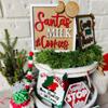 Christmas Tiered Tray Decor, Rustic Farm-House Xmas Wooden Signs Decorations For Kitchen Home Table Party Supplies, Tray Not Include