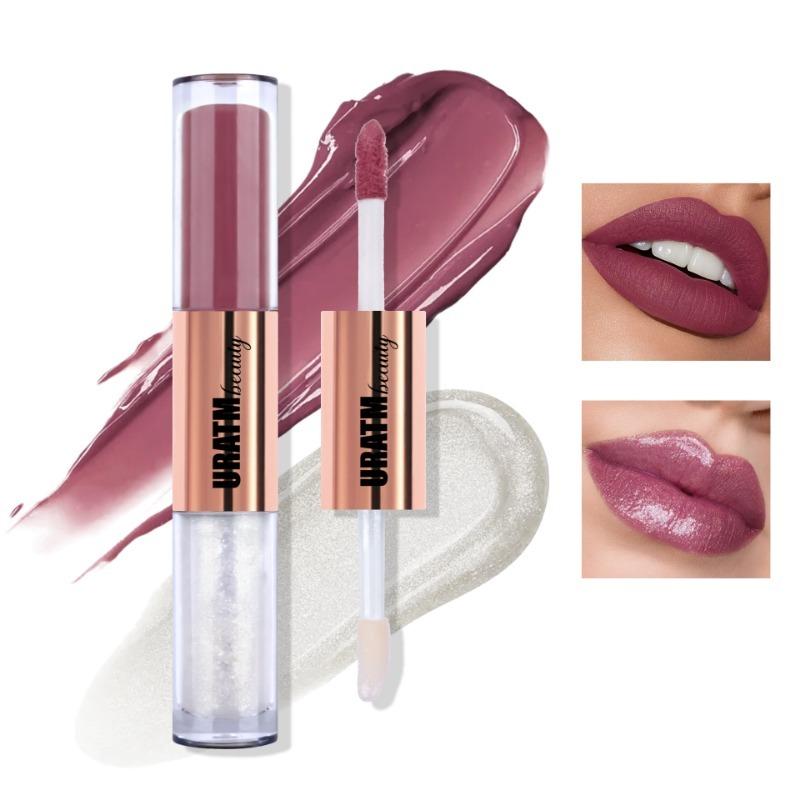 Double Head Lip Glaze Matt Überlappender Pearl Shine Lip Gloss Langanhaltender Lip Glaze Hochpigmentierter Lippenstift Geschenk für Frauen