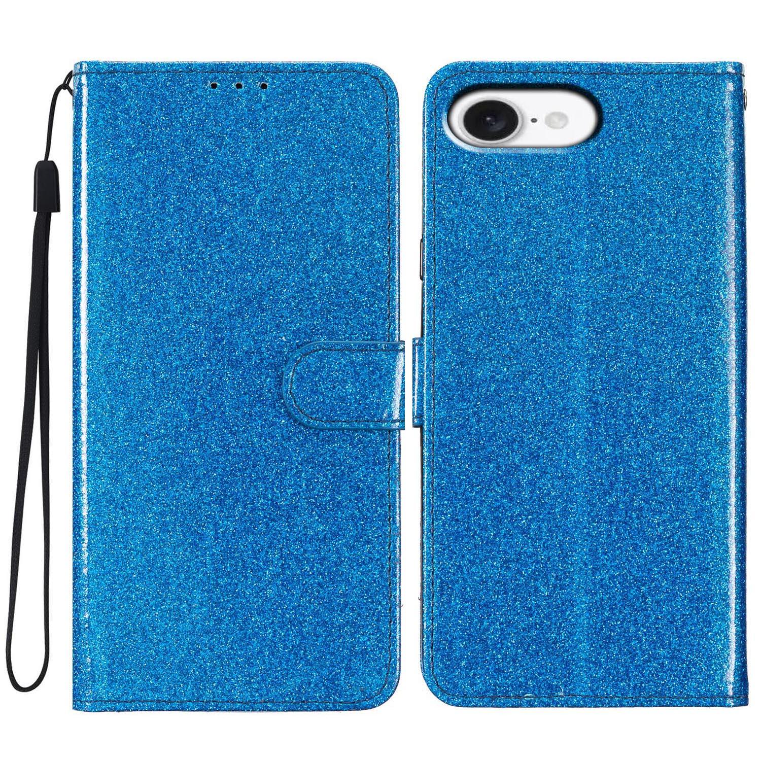 

Для iPhone 16e Чохол-гаманець Блискучий Проти подряпин Шкіряний Чохол для телефону Підставка Blue