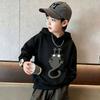 Y2K Kids Hoodie Sweatshirt Funny Upside Down Black Cat Print Long Sleeve Pullover