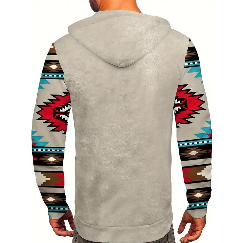 Spring and Autumn Men's Plus Size Fashion Southwest Ethnic Style Comfortable Hoodie