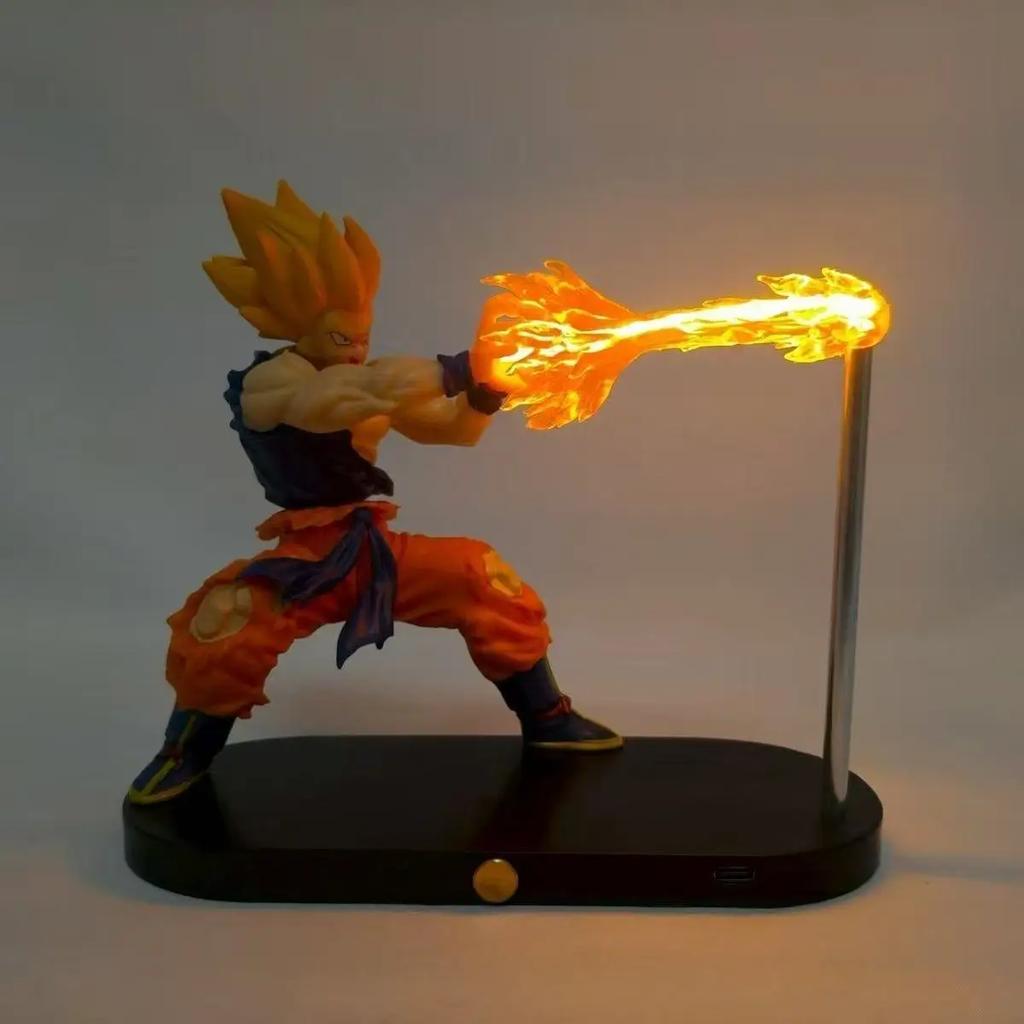 16cm New Super Saiyan Dragon Ball Z Shock Wave Goku Anime Statue Model Scene Glow Toy Doll Desktop Decoration Christmas Gift