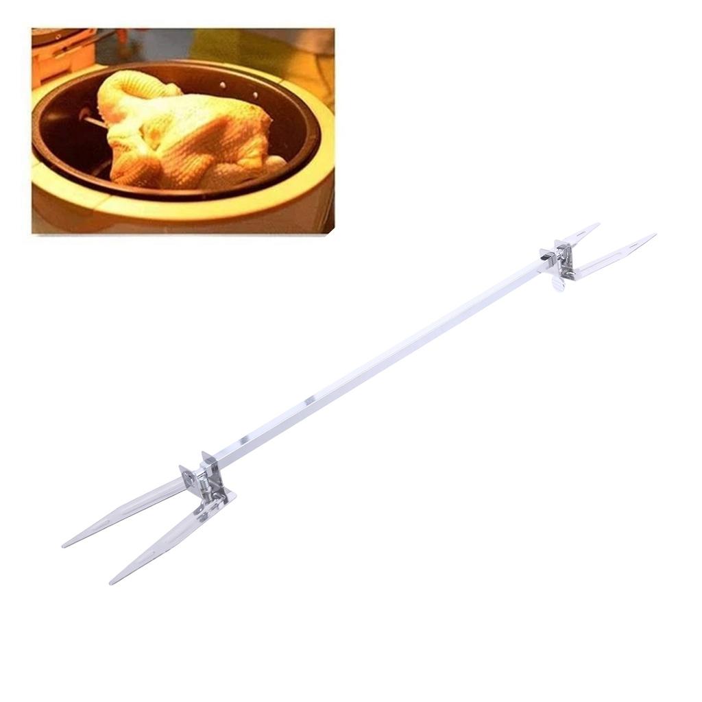 Grillspieße aus Edelstahl Fleischspießstangen Barbecue Drehbares Universal-Rotisserie-Gestell für BBQ Outdoor