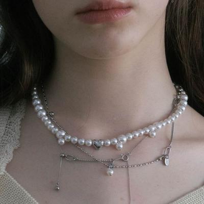 Pearlymore Logo Heart Pearl necklace_PM25N017SS