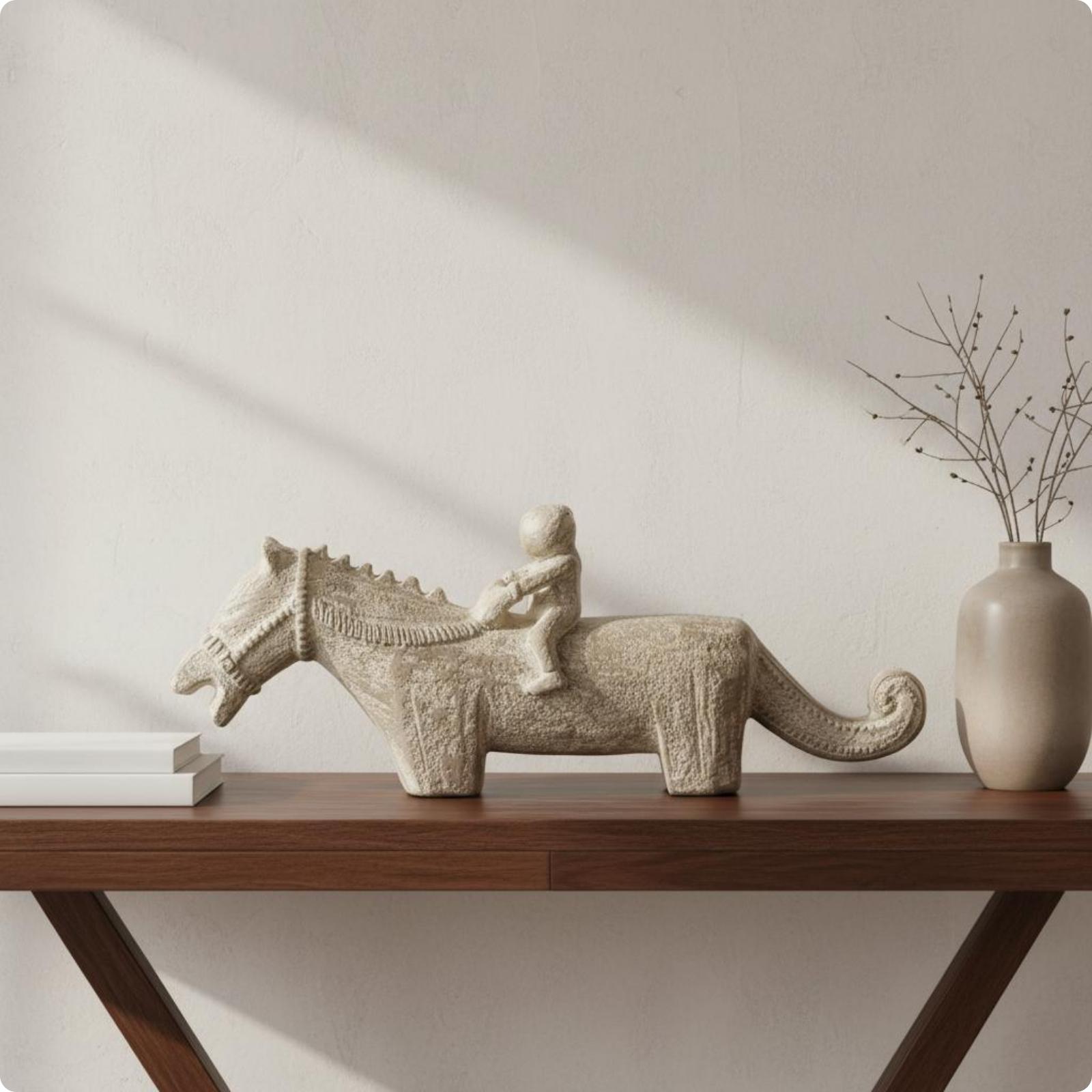 Horse Equestrian Statue Artistic Equestrian Figurine Equestrian Sculpture Hand-Finished Horse Statue Fade-Resistant Color